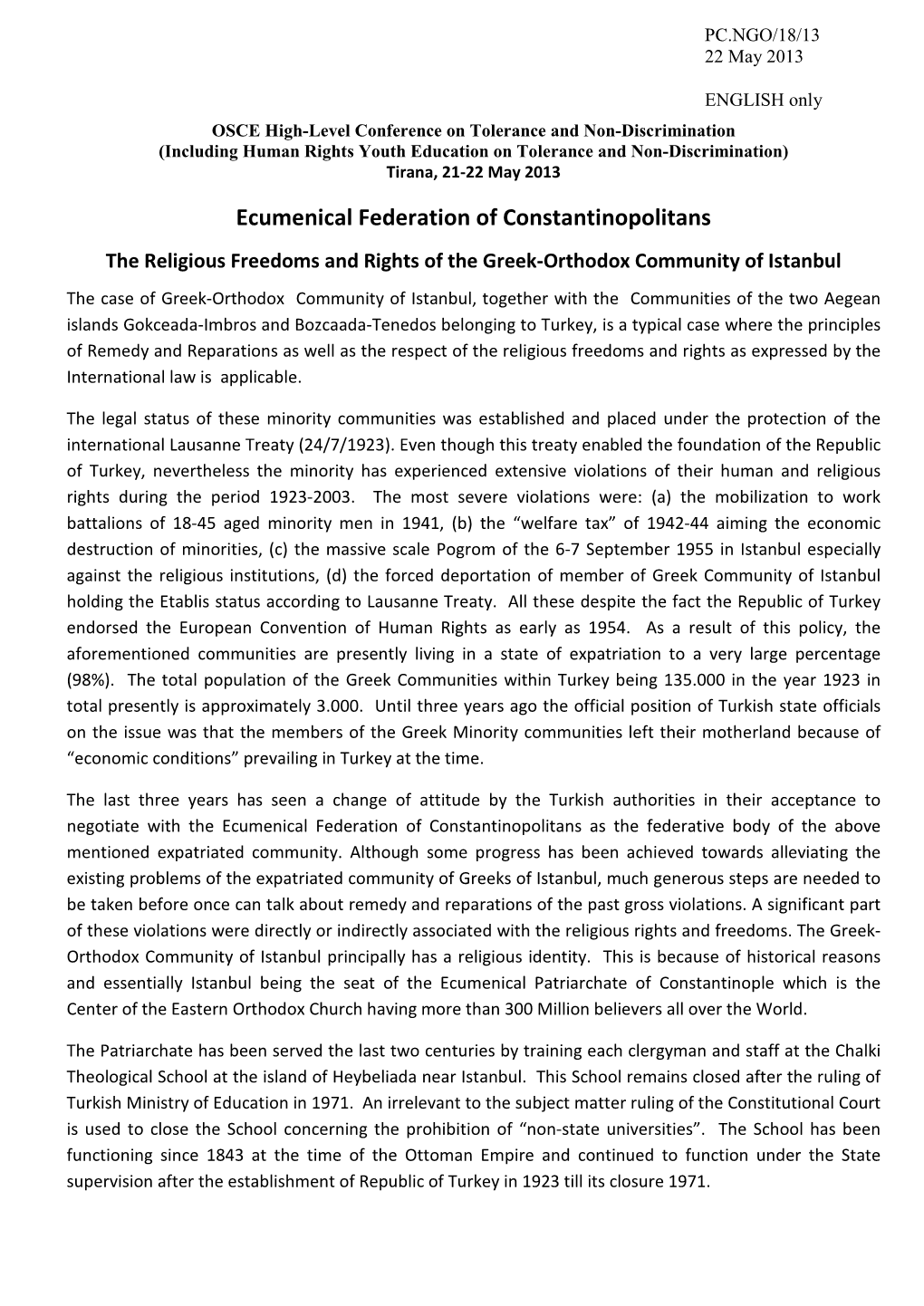 Ecumenical Federation of Constantinopolitans