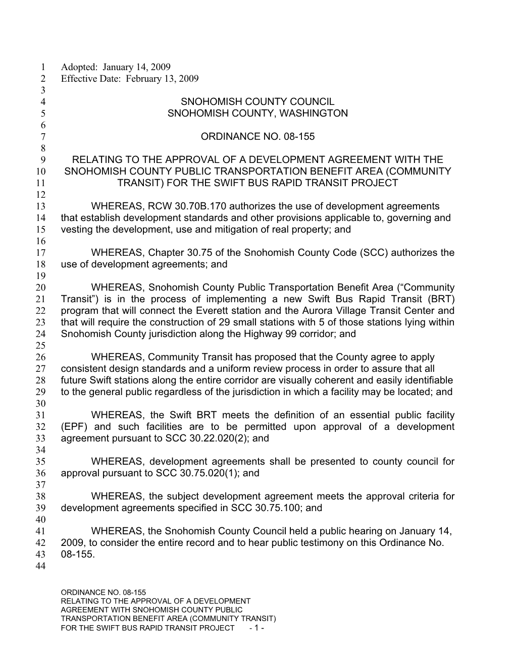 Development Agreement, Snohomish County Public