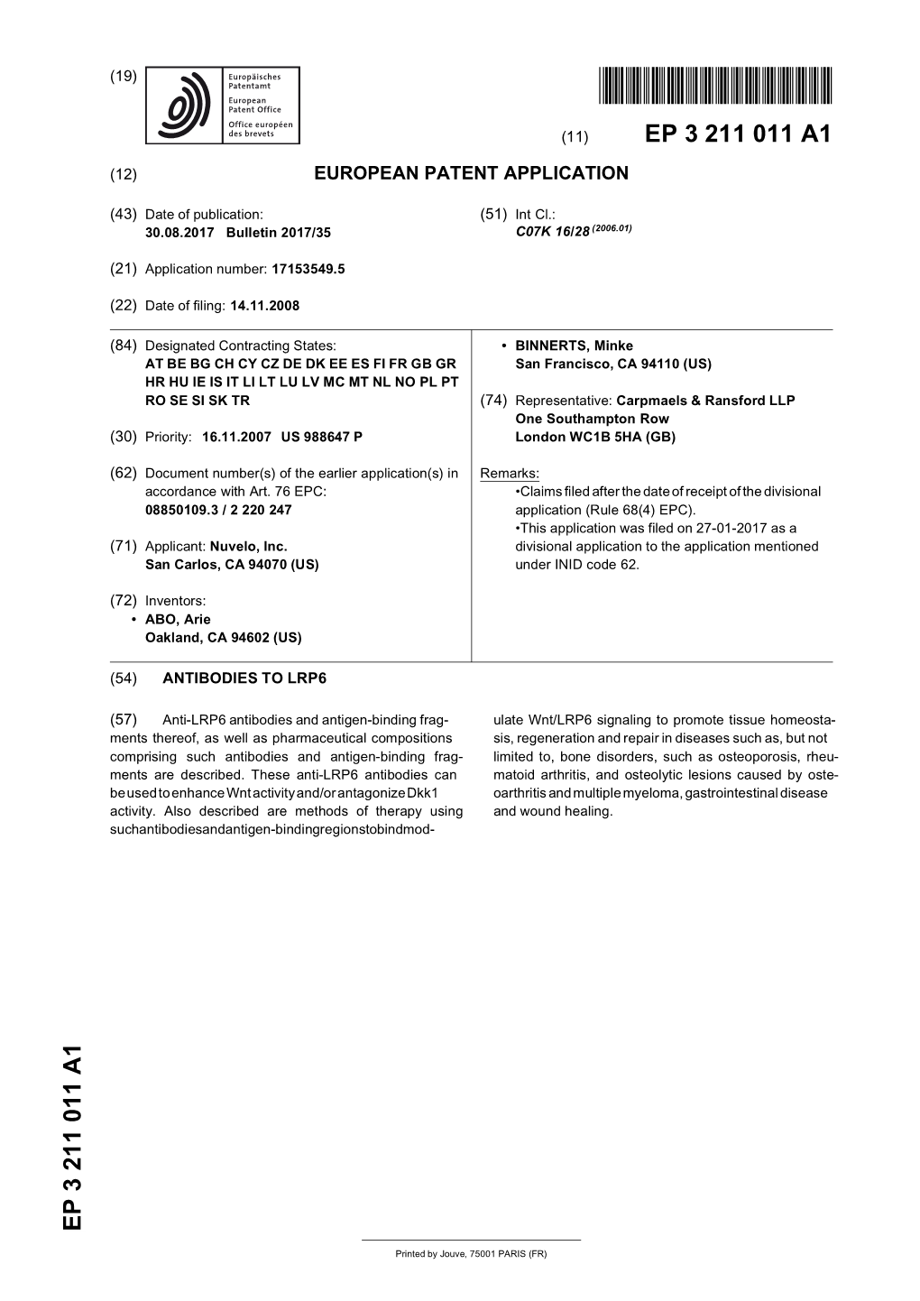 Antibodies to Lrp6