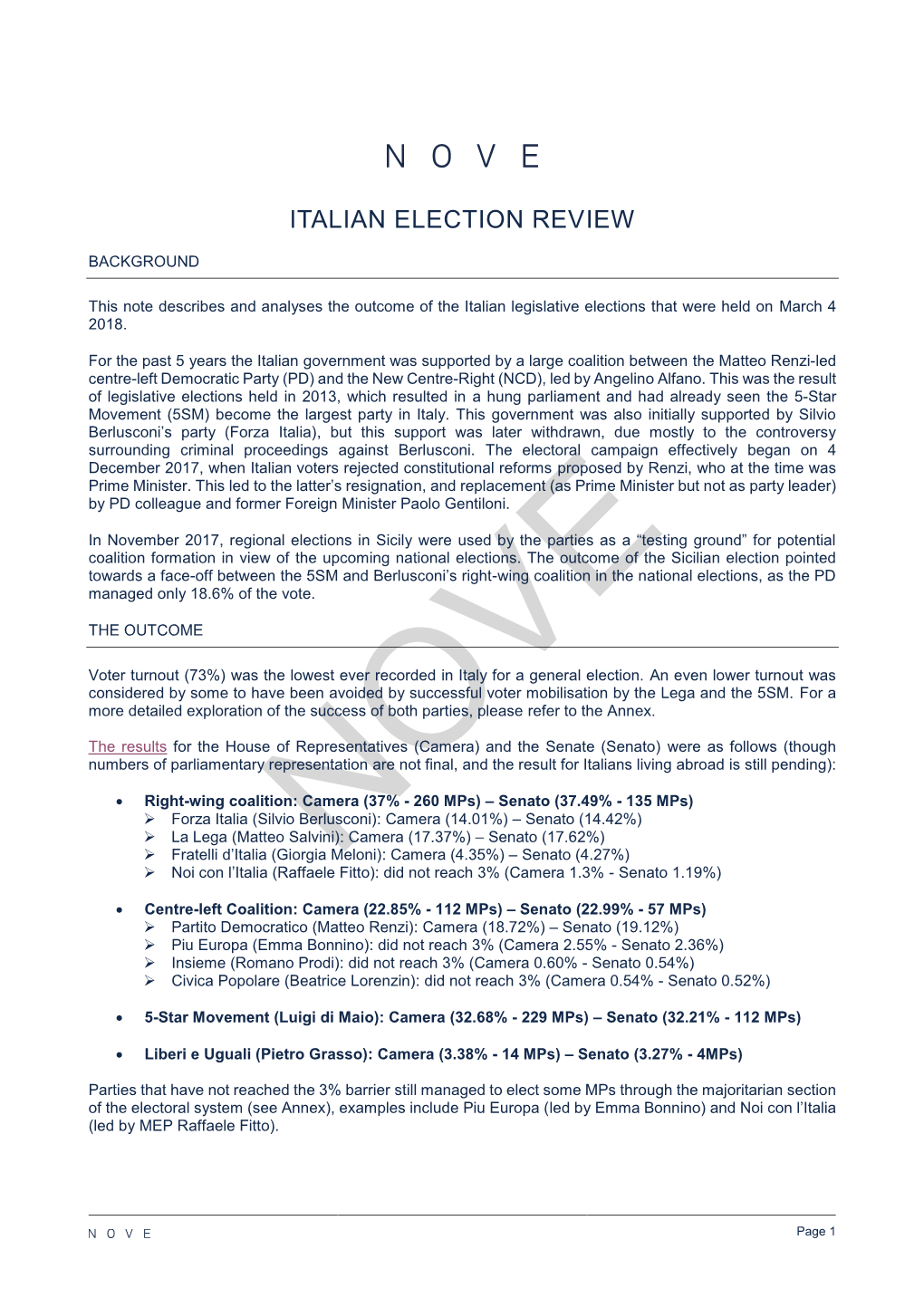 Italian Election Review