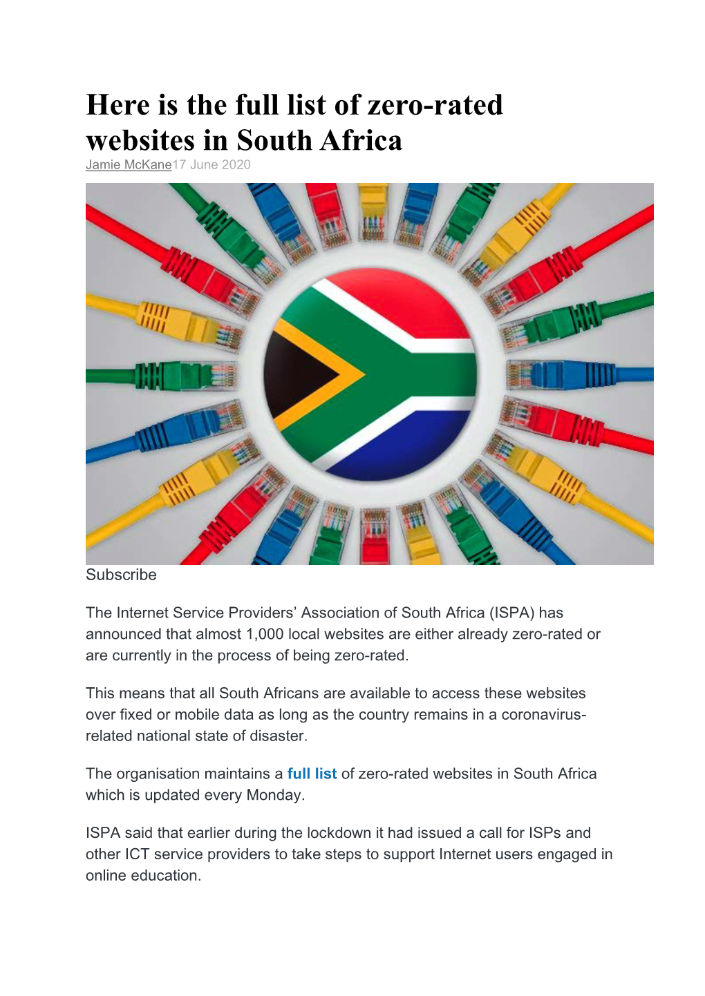 Here Is the Full List of Zero-Rated Websites in South Africa Jamie Mckane17 June 2020