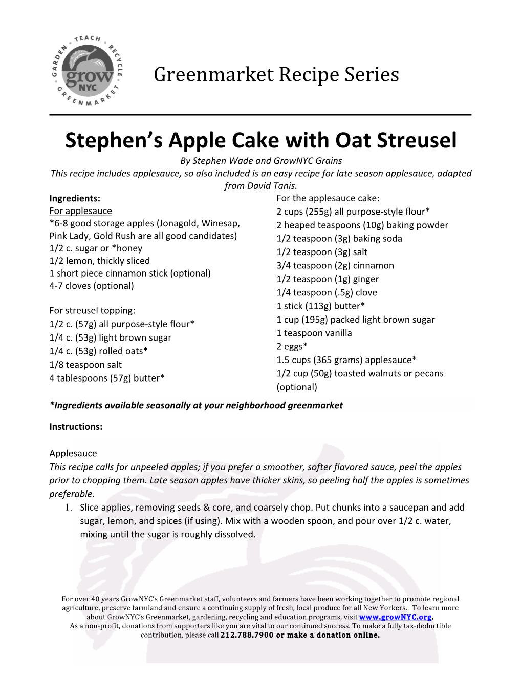 Stephen's Apple Cake with Oat Streusel