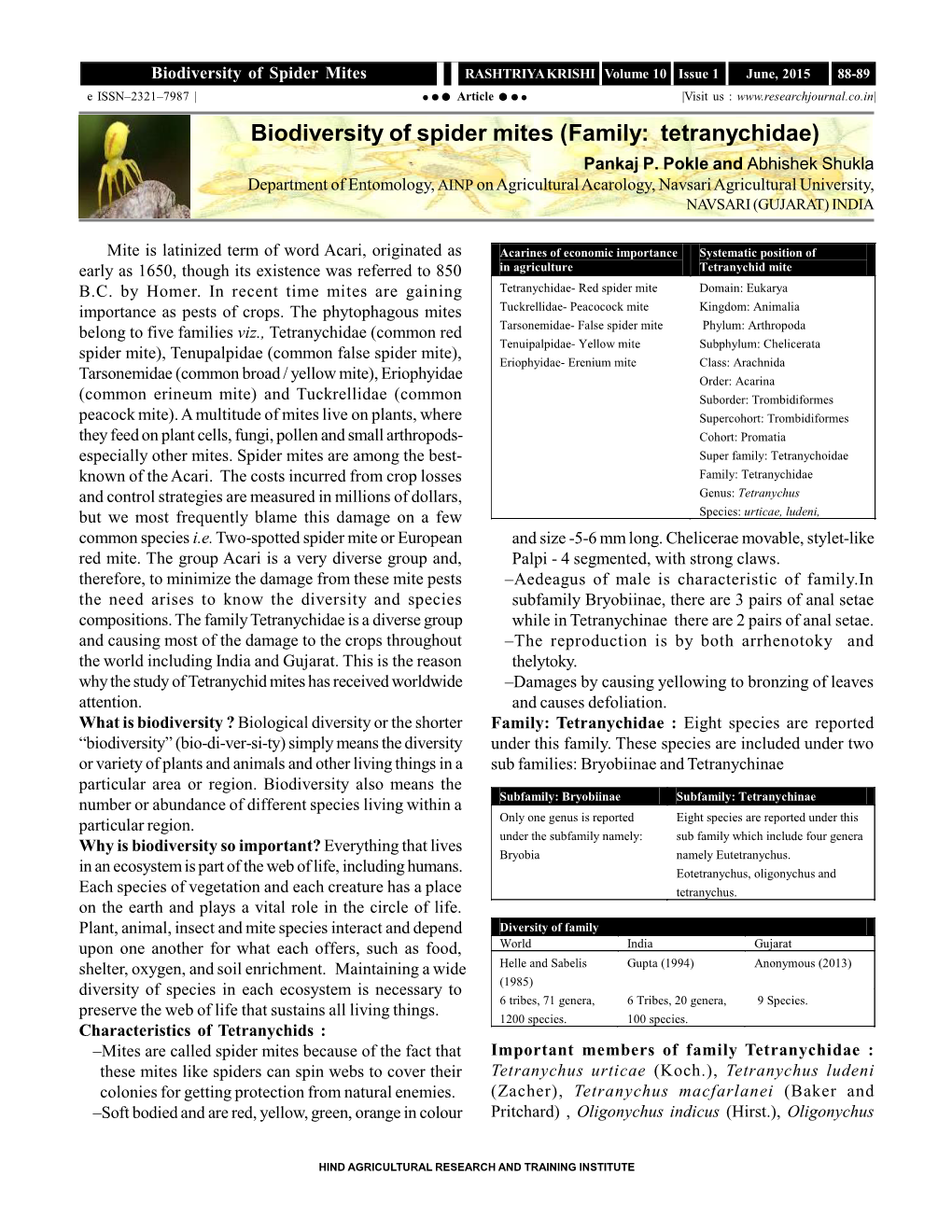 Biodiversity of Spider Mites