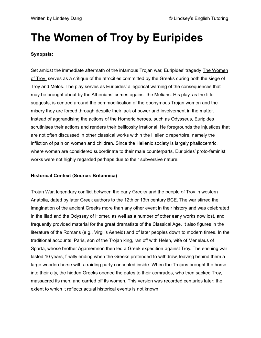 The Women of Troy by Euripides