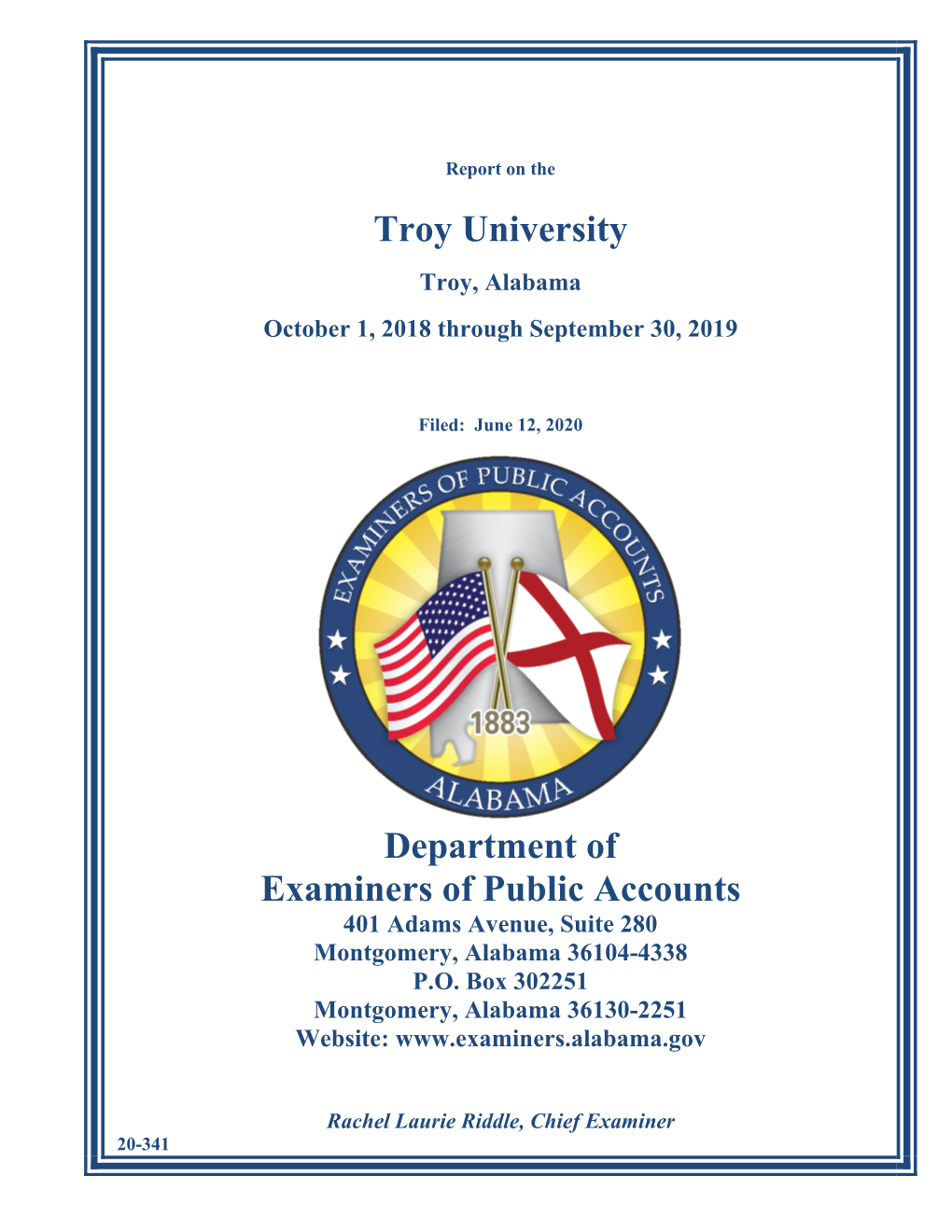 Troy University Department of Examiners of Public Accounts