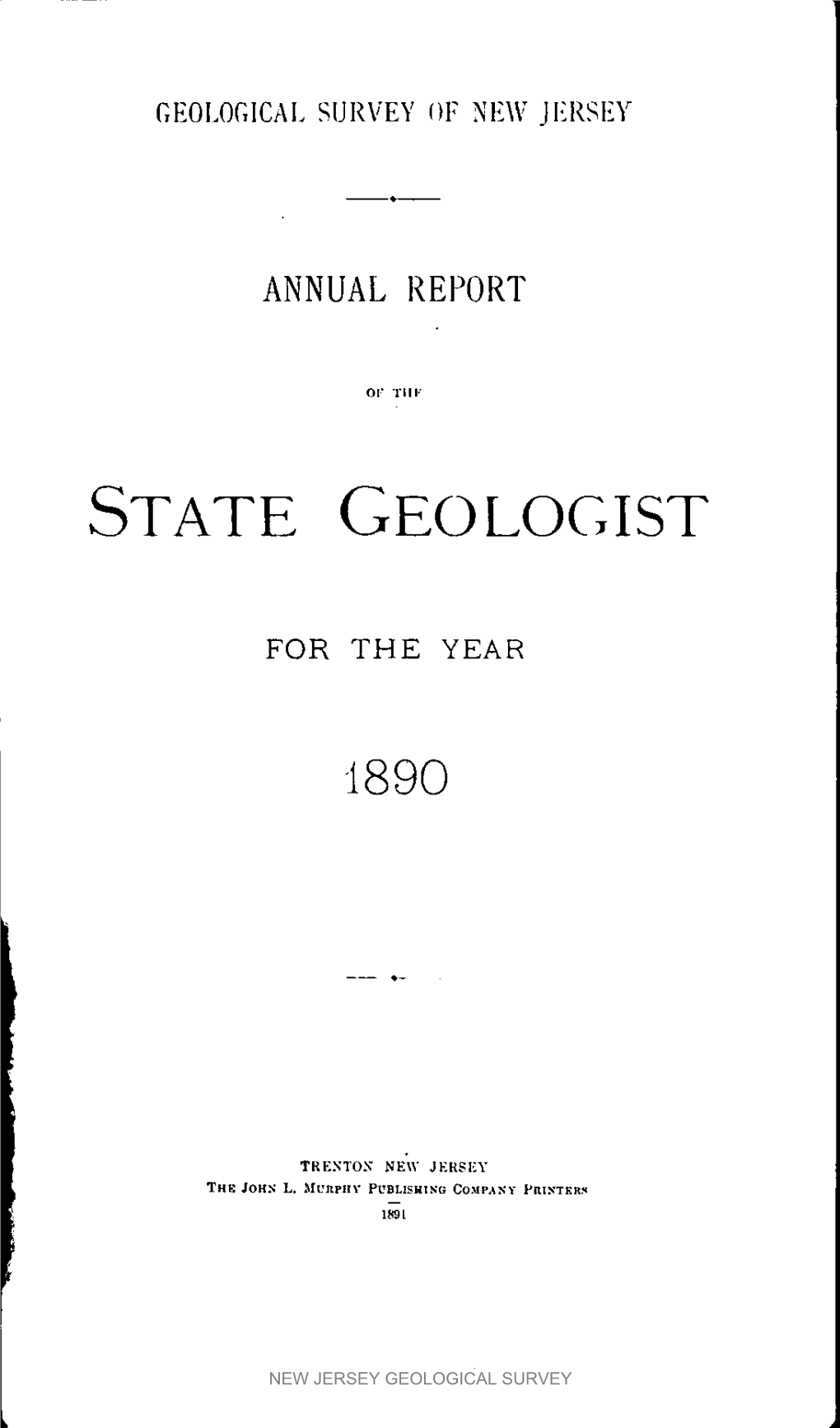 Annual Report of the State Geologist for the Year 1890
