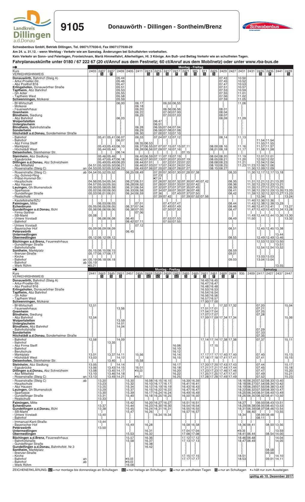 105 Donauwörth - Dillingen - Sontheim/Brenz