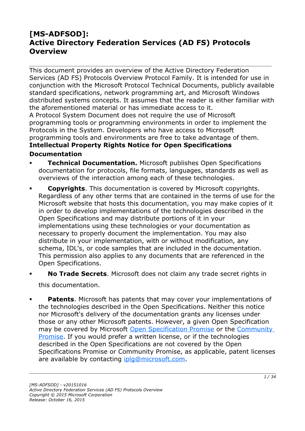 Active Directory Federation Services (AD FS) Protocols Overview