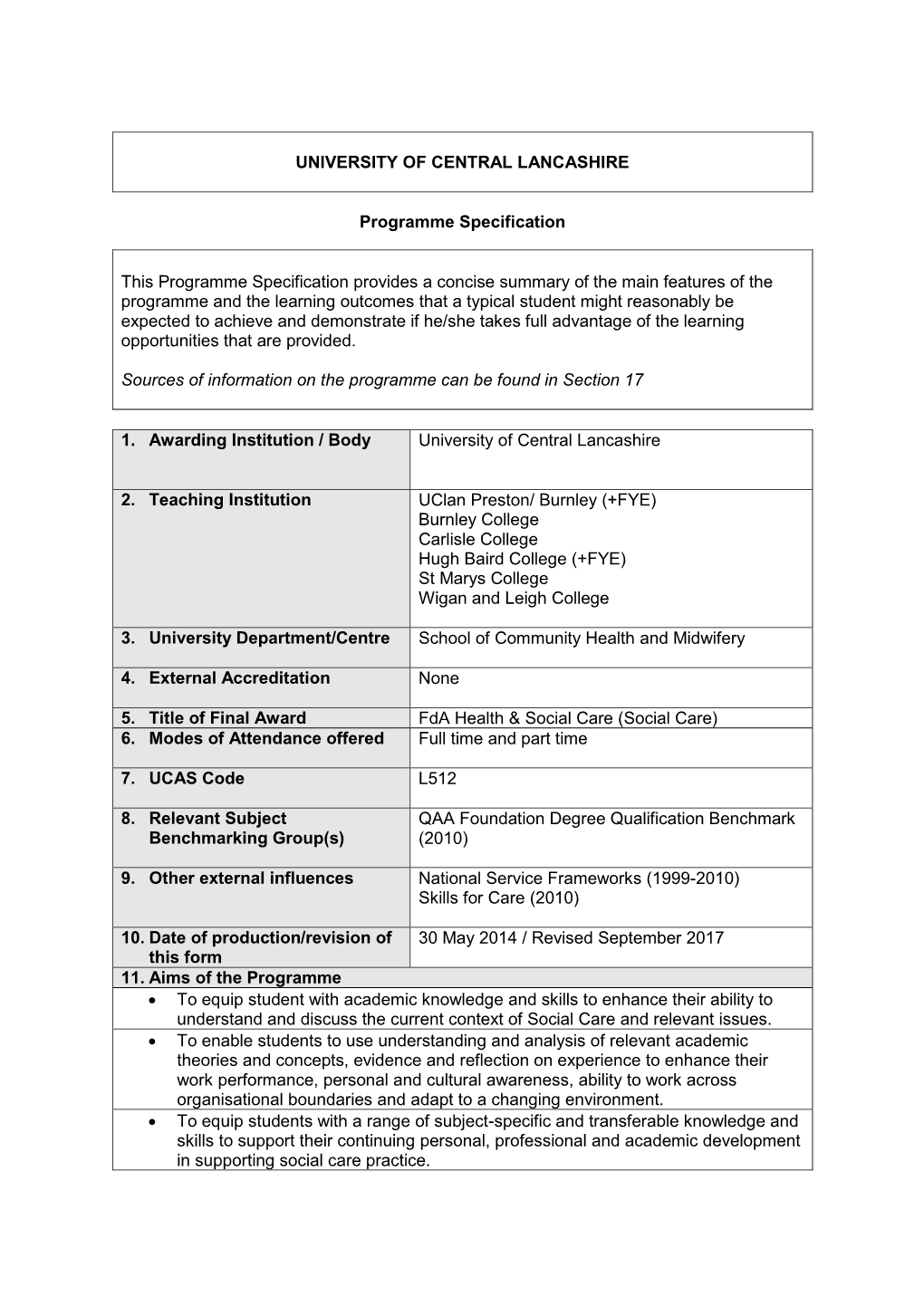 Download Programme Specification