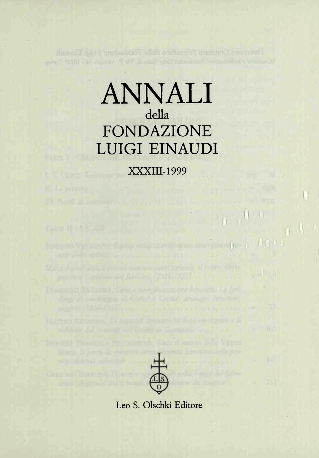 ANNALI Della FONDAZIONE LUIGI EINAUDI XXXIII-1999