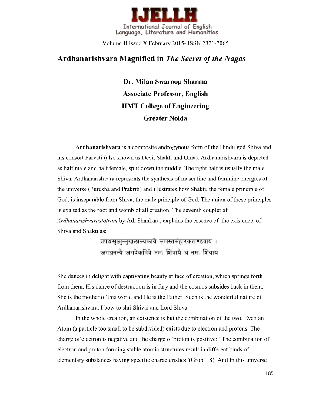 Ardhanarishvara Magnified in the Secret of the Nagas