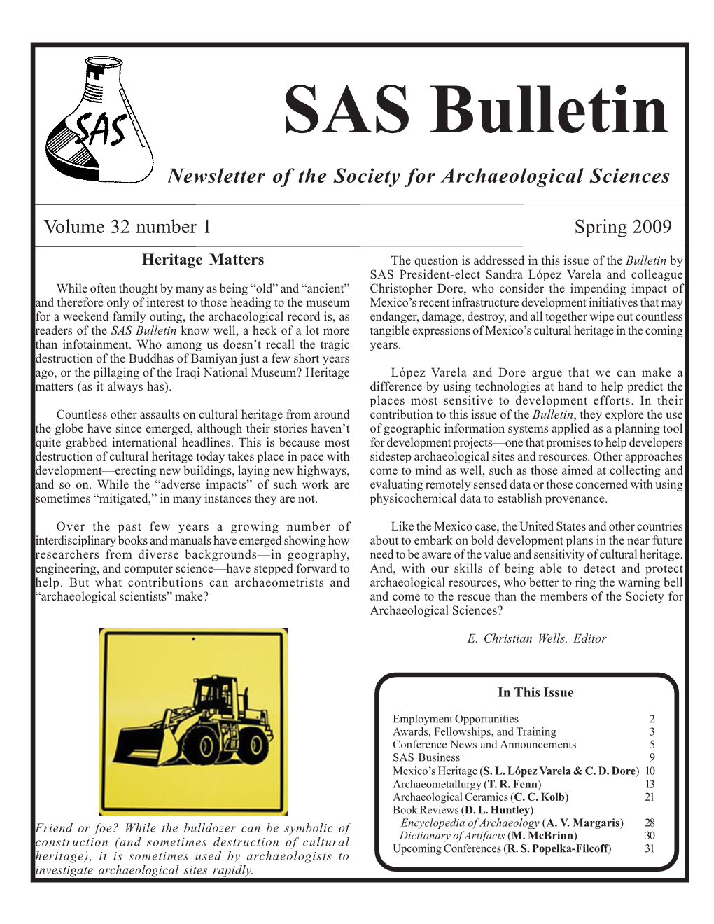 SAS Bulletin Newsletter of the Society for Archaeological Sciences