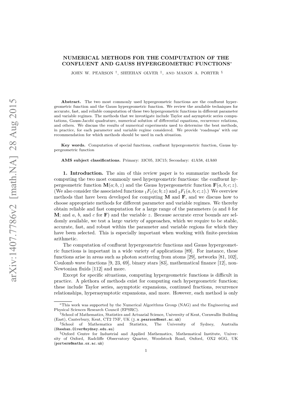 Arxiv:1407.7786V2 [Math.NA] 28 Aug 2015 Practice