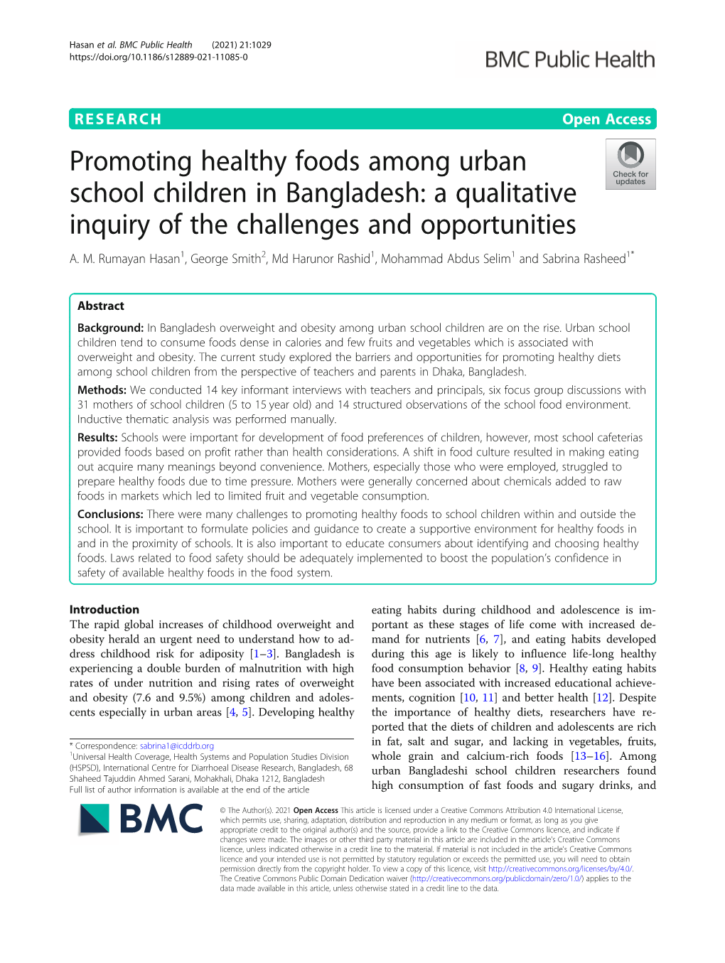 Promoting Healthy Foods Among Urban School Children in Bangladesh: a Qualitative Inquiry of the Challenges and Opportunities A