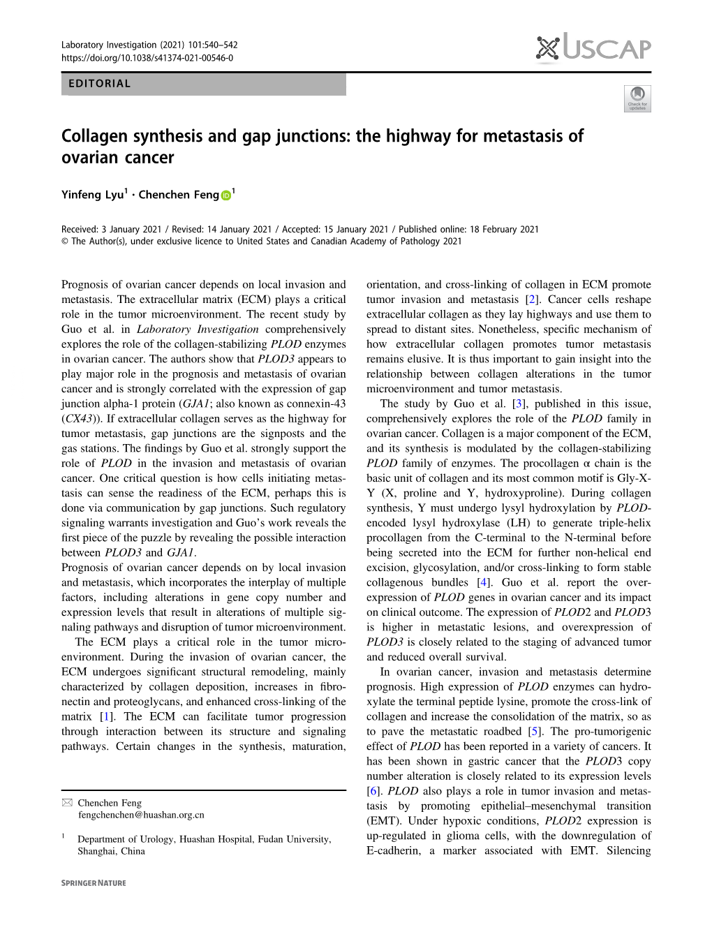 Collagen Synthesis and Gap Junctions: the Highway for Metastasis of Ovarian Cancer
