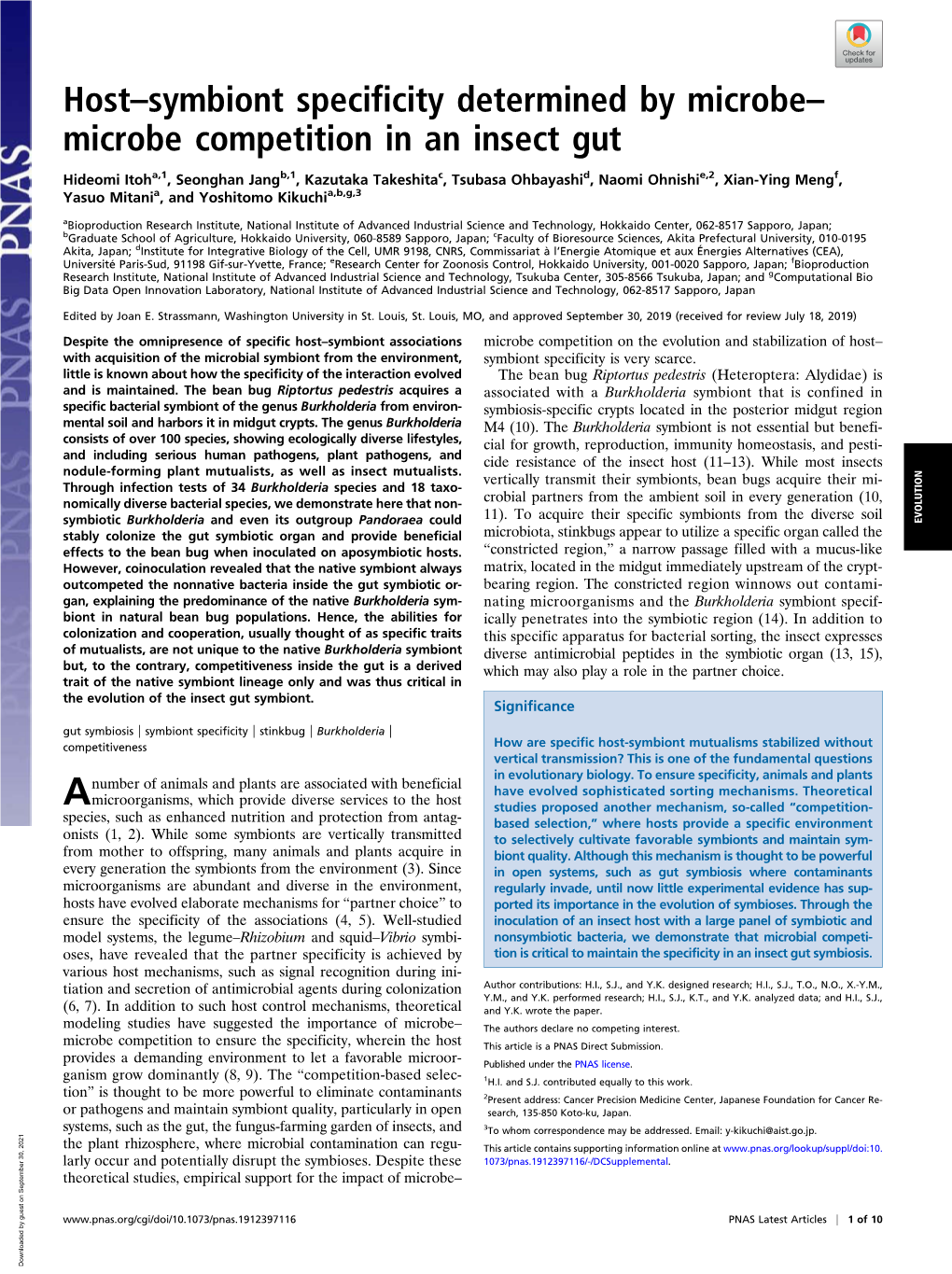 Host–Symbiont Specificity Determined by Microbe– Microbe Competition in an Insect Gut