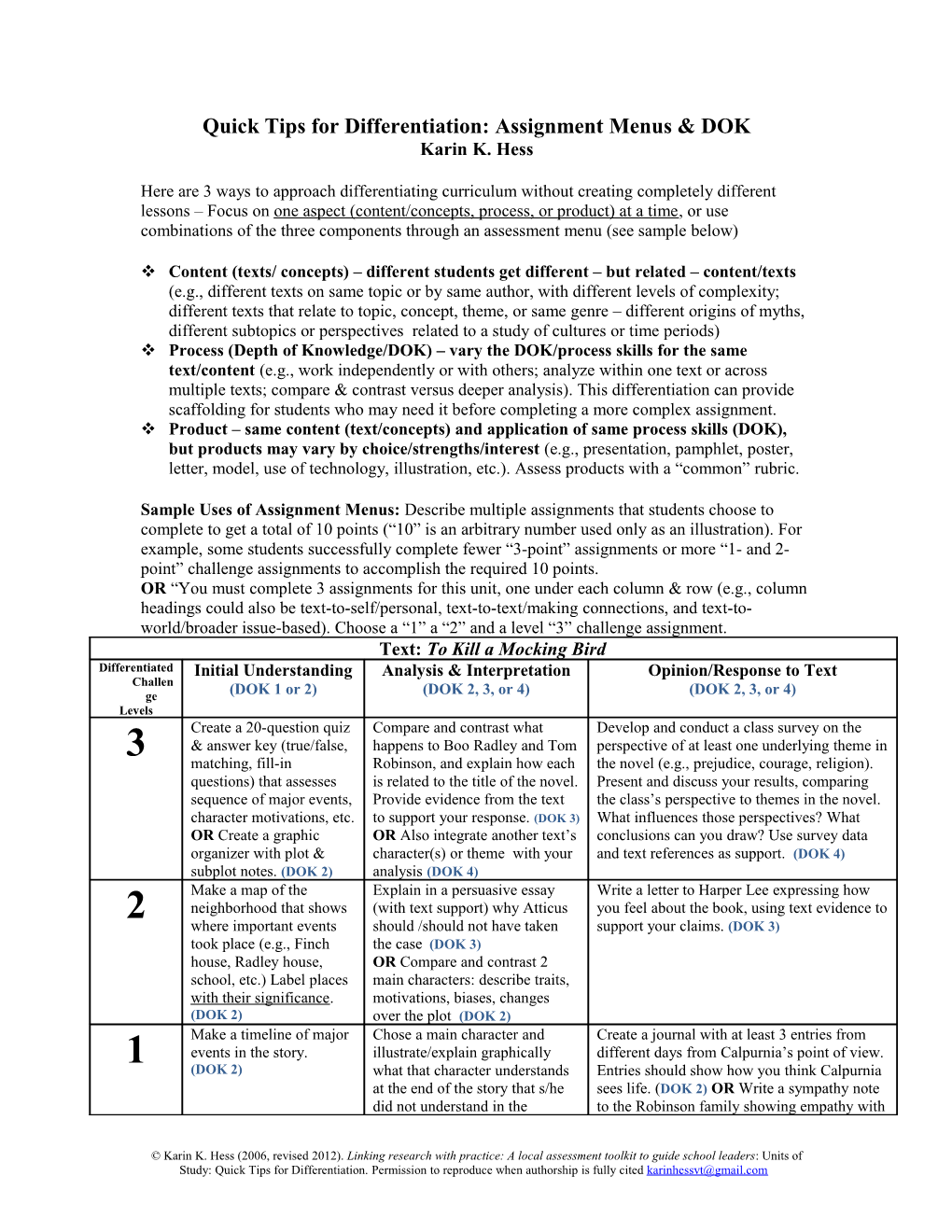 Some Quick Tips for Differentiating Instruction