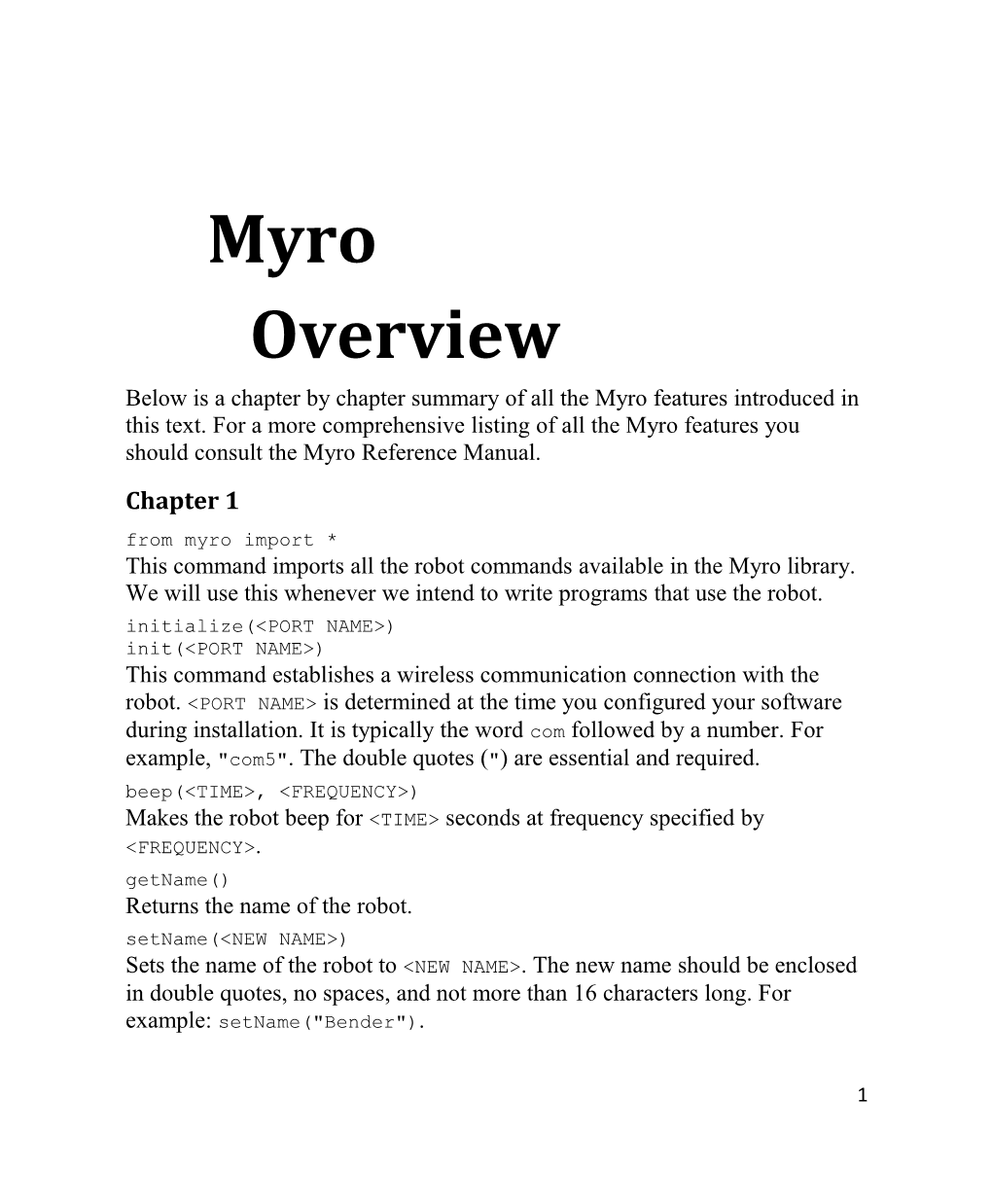 Myro Overview