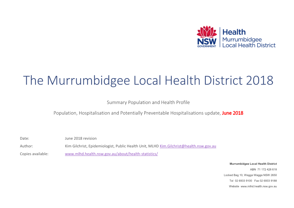 The Murrumbidgee Local Health District 2018