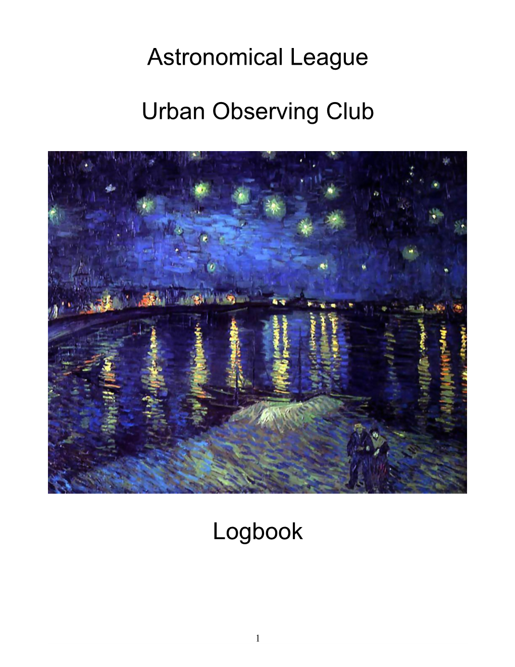 Astronomical League Urban Observing Club Logbook