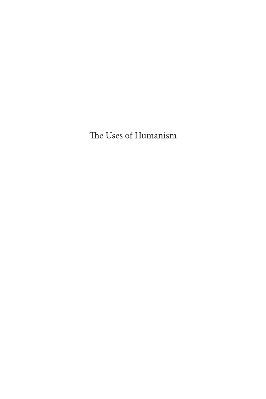 The Uses of Humanism Brill’S Studies in Intellectual History
