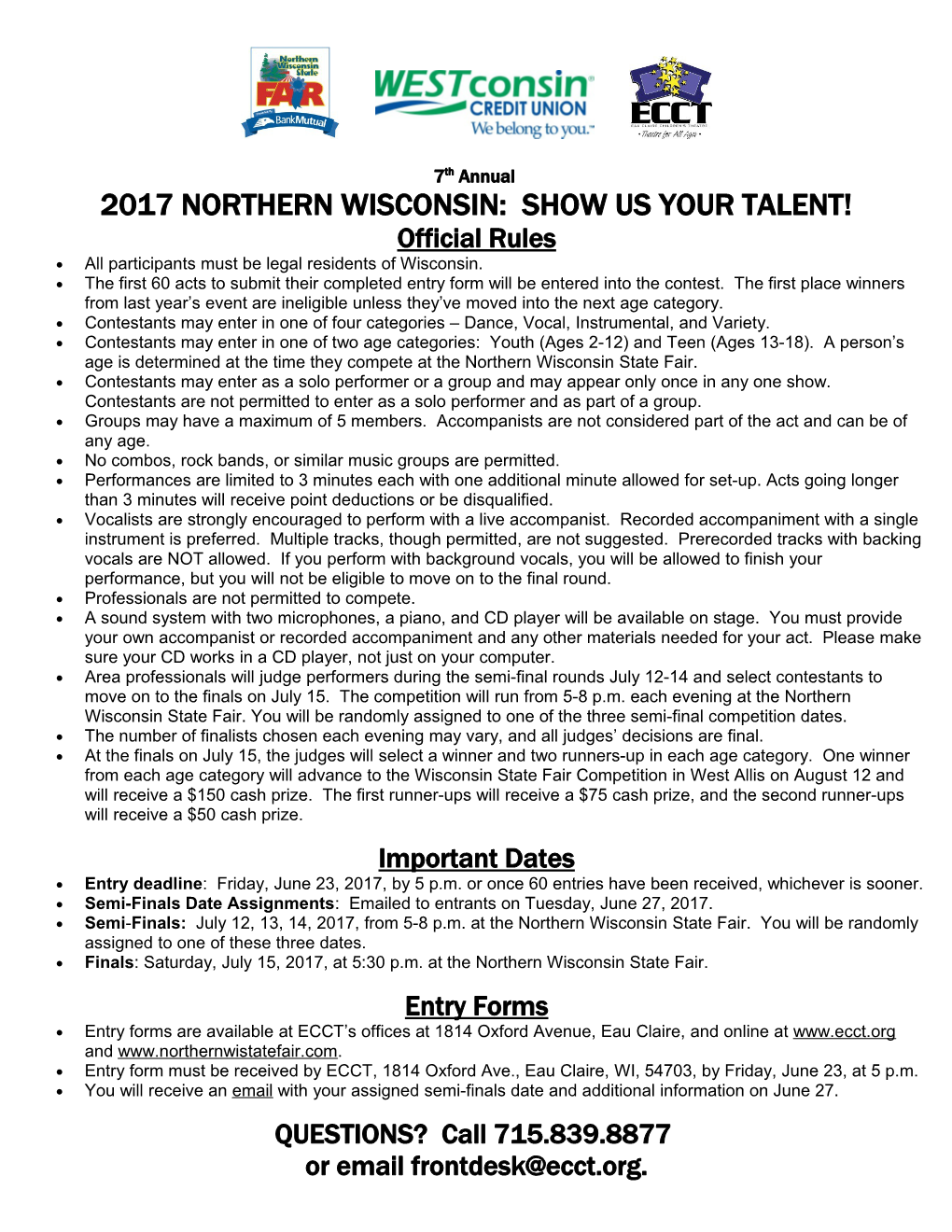 2017 Northern Wisconsin: Show Us Your Talent!