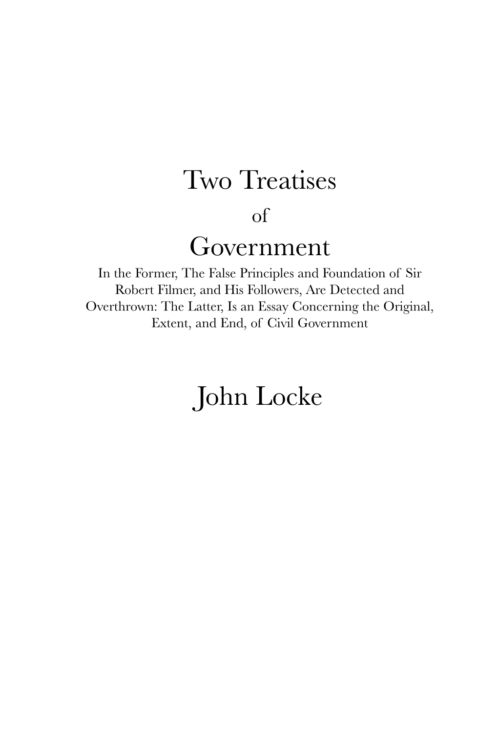 Two Treatises Government John Locke