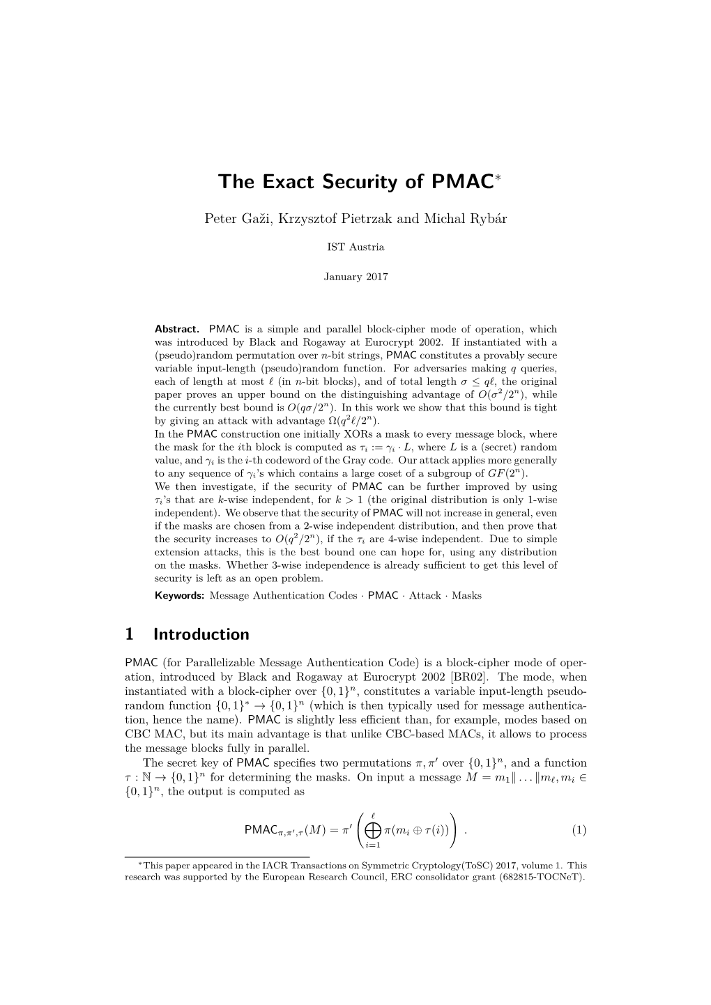 The Exact Security of PMAC∗