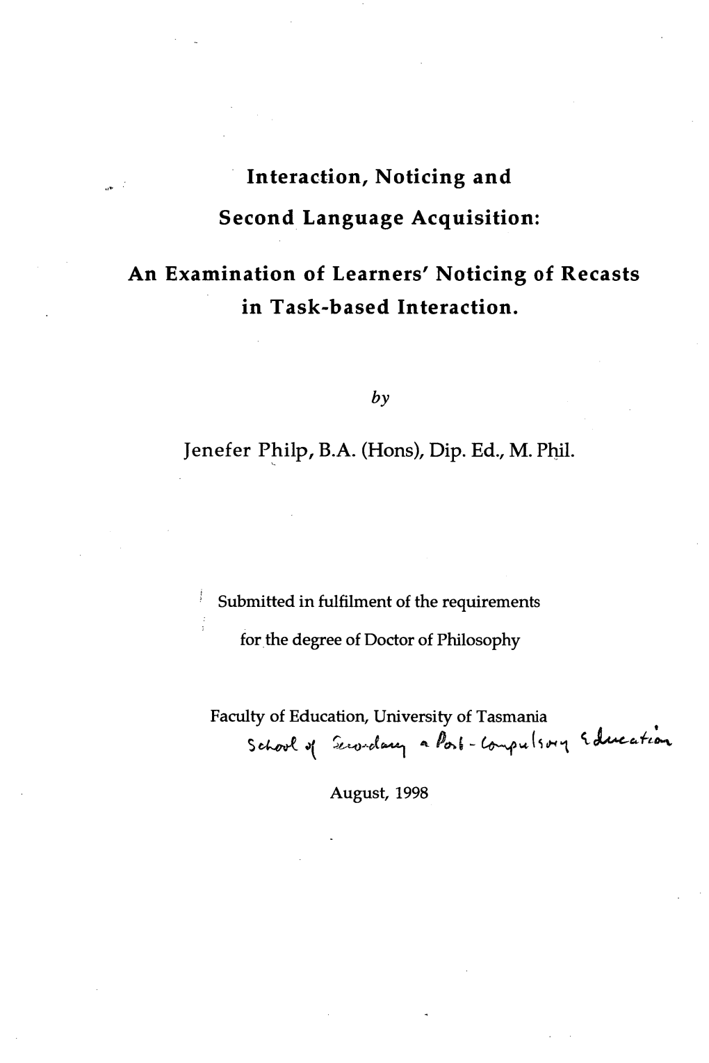 Interaction, Noticing and Second Language Acquisition