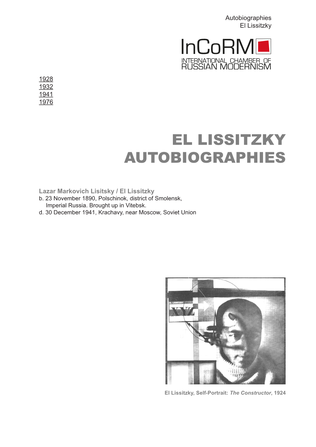 El Lissitzky Autobiographies