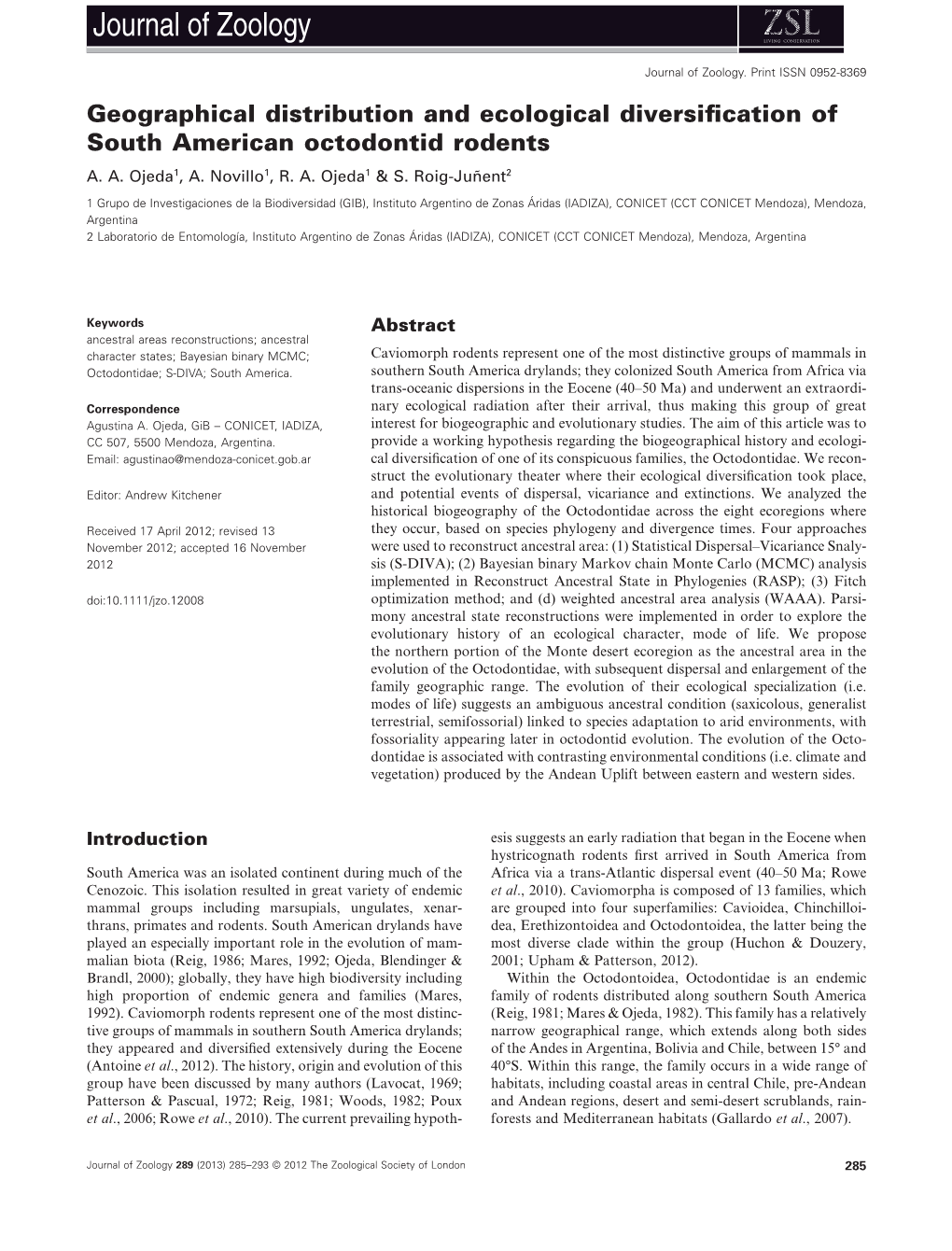 Geographical Distribution and Ecological Diversification of South