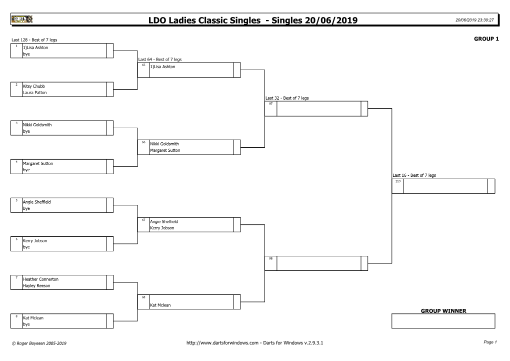 LDO Ladies Classic Singles - Singles 20/06/2019 20/06/2019 23:30:27