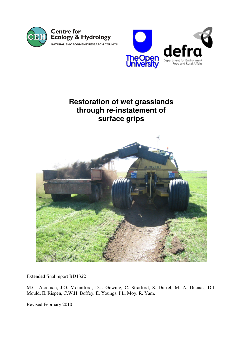 Restoration of Wet Grasslands Through Re-Instatement of Surface Grips