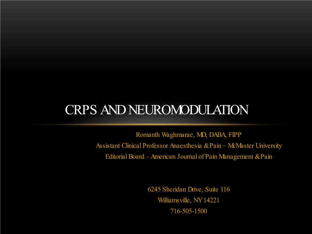 Crps and Neuromodulation