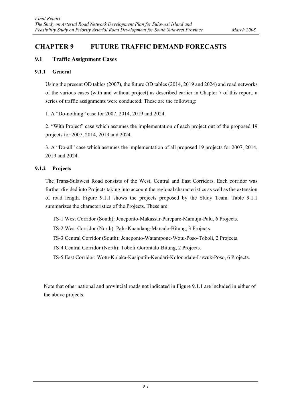 Chapter 9 Future Traffic Demand Forecasts