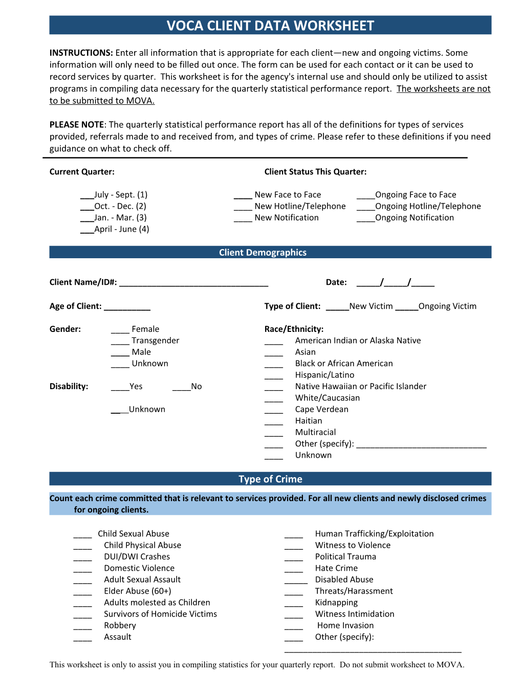 Voca Client Data Worksheet