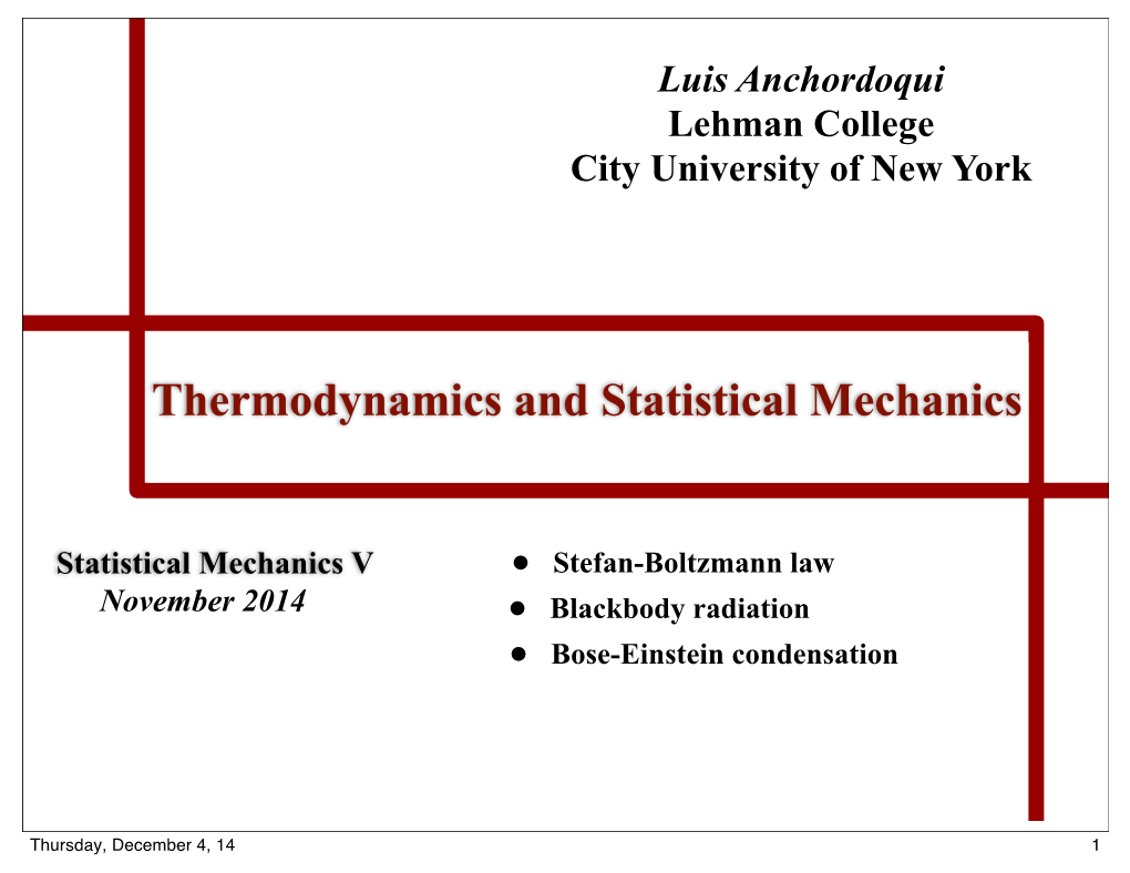 Thermodynamics and Statistical Mechanics