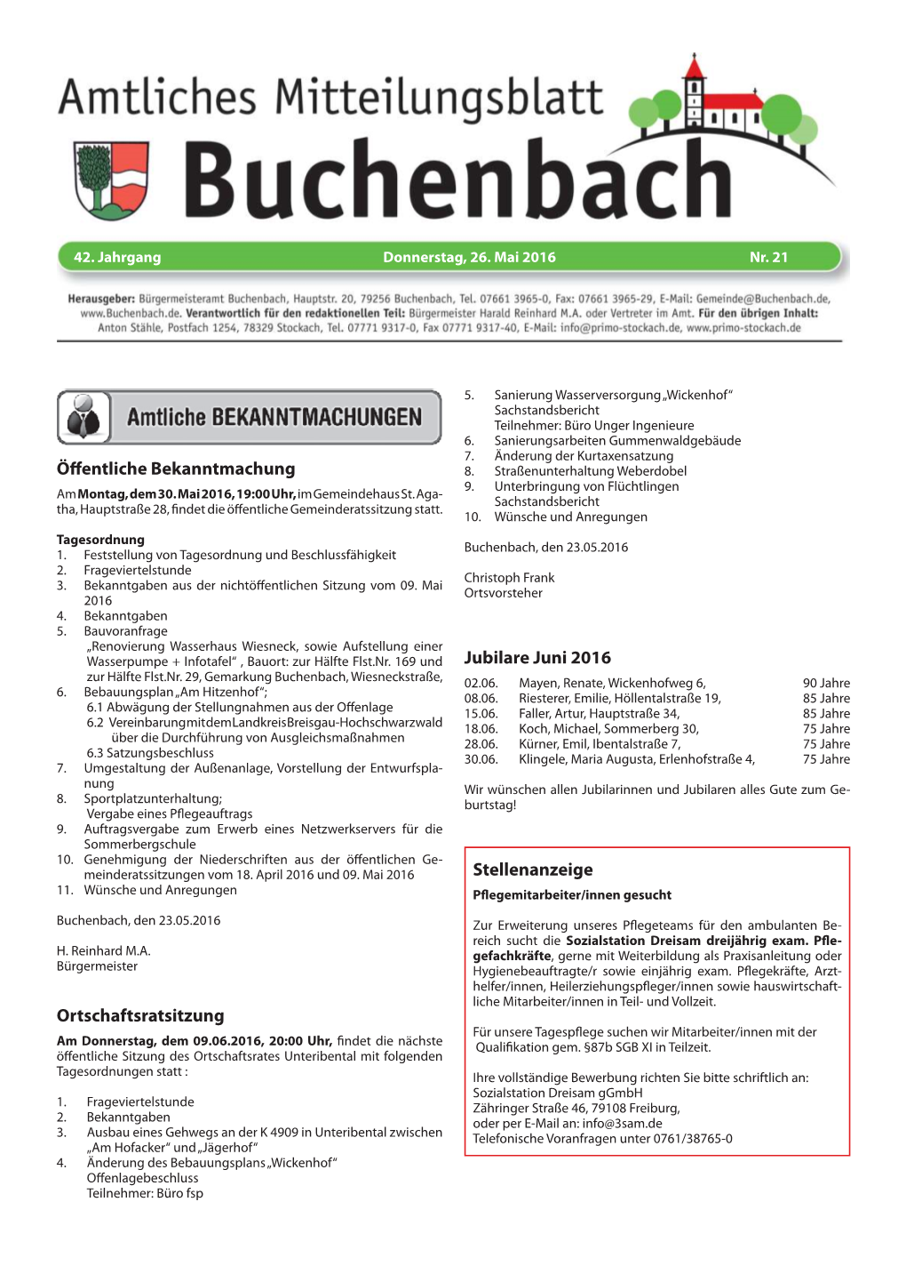 Mitteilungsblatt KW 21