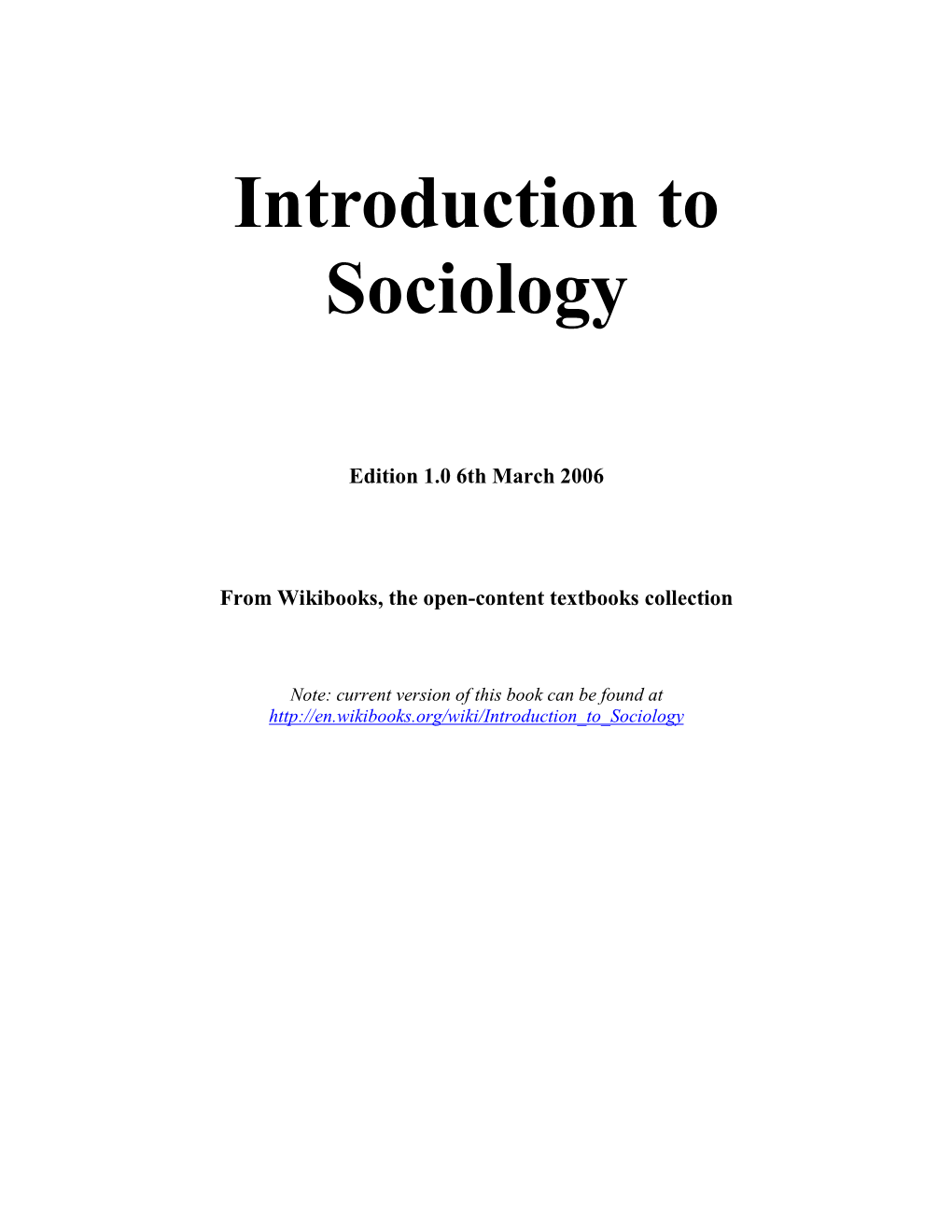 Introduction to Sociology