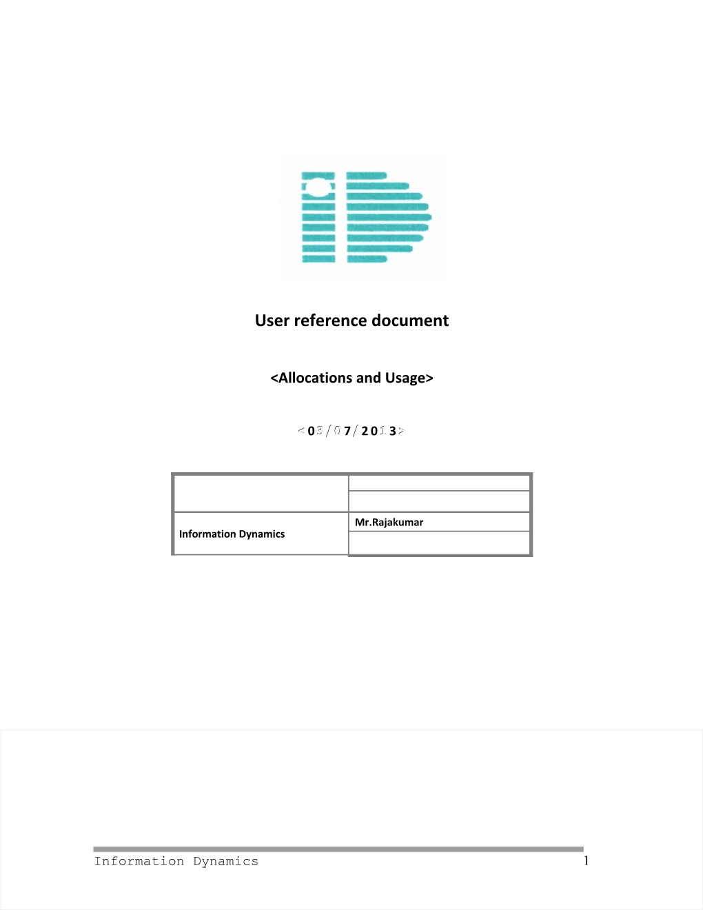 User Reference Document