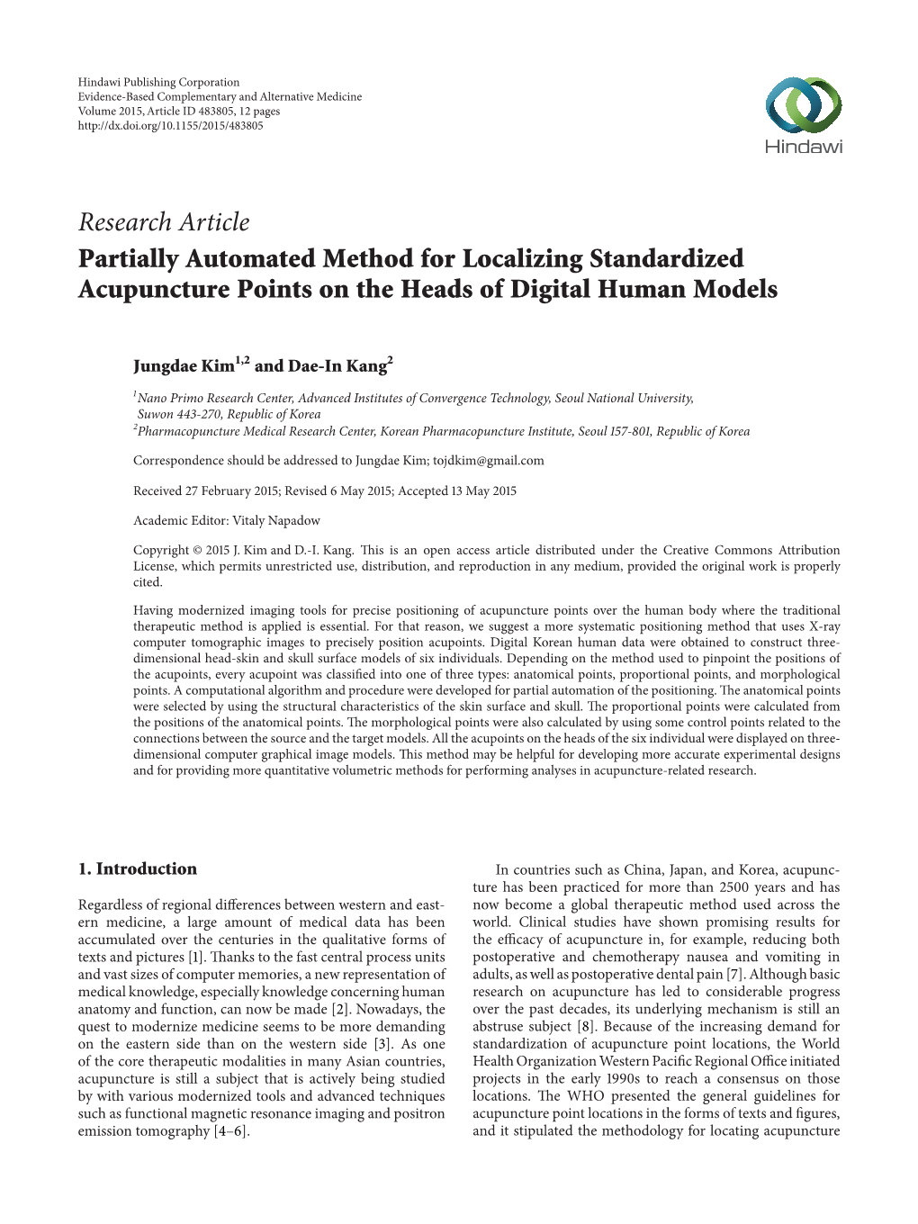 Partially Automated Method for Localizing Standardized Acupuncture Points on the Heads of Digital Human Models