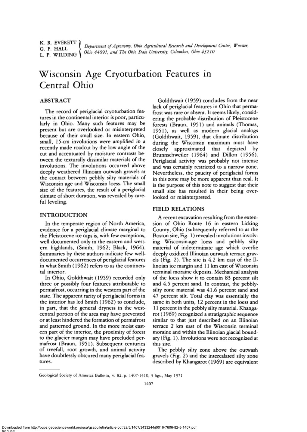 Wisconsin Age Cryoturbation Features in Central Ohio