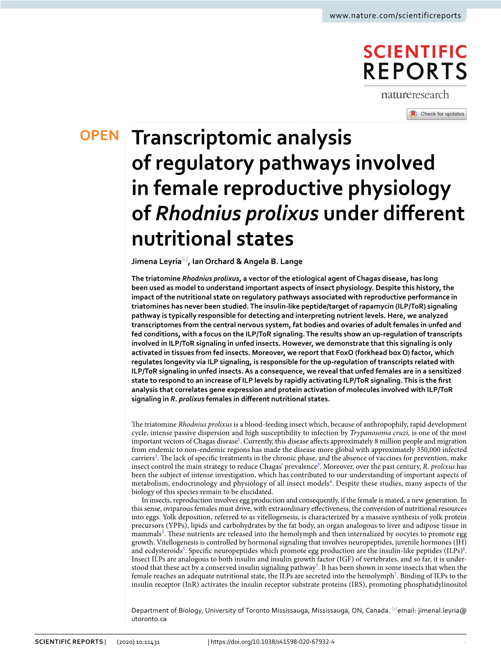 Transcriptomic Analysis of Regulatory Pathways Involved in Female