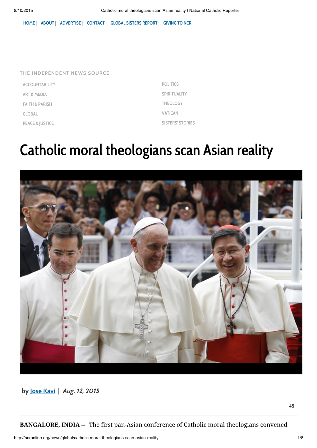 Catholic Moral Theologians Scan Asian Reality | National Catholic Reporter