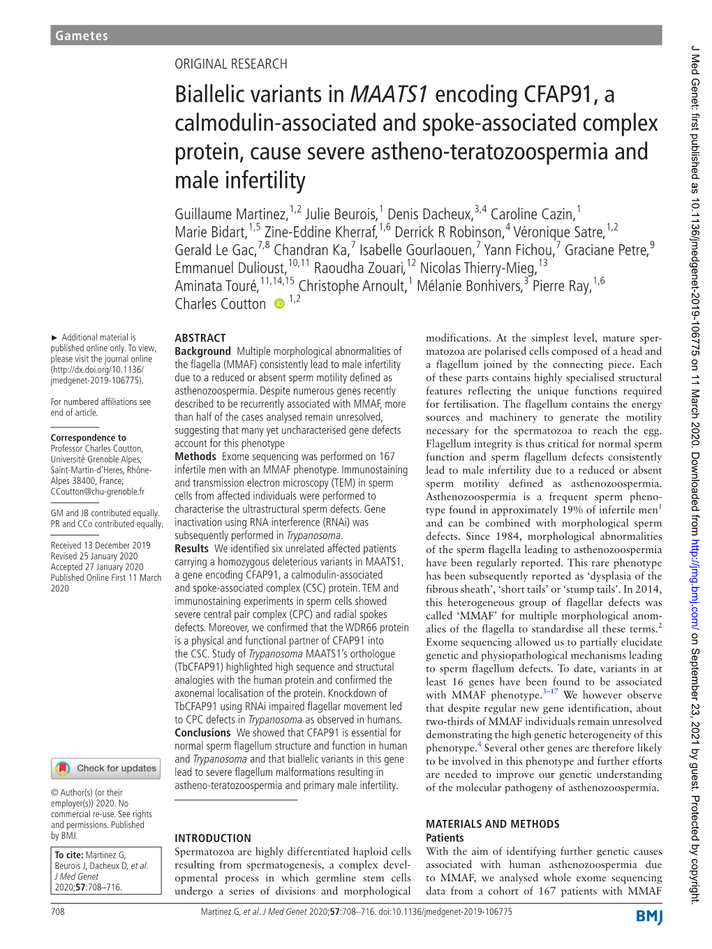 Biallelic Variants in MAATS1 Encoding CFAP91, a Calmodulin-Associated