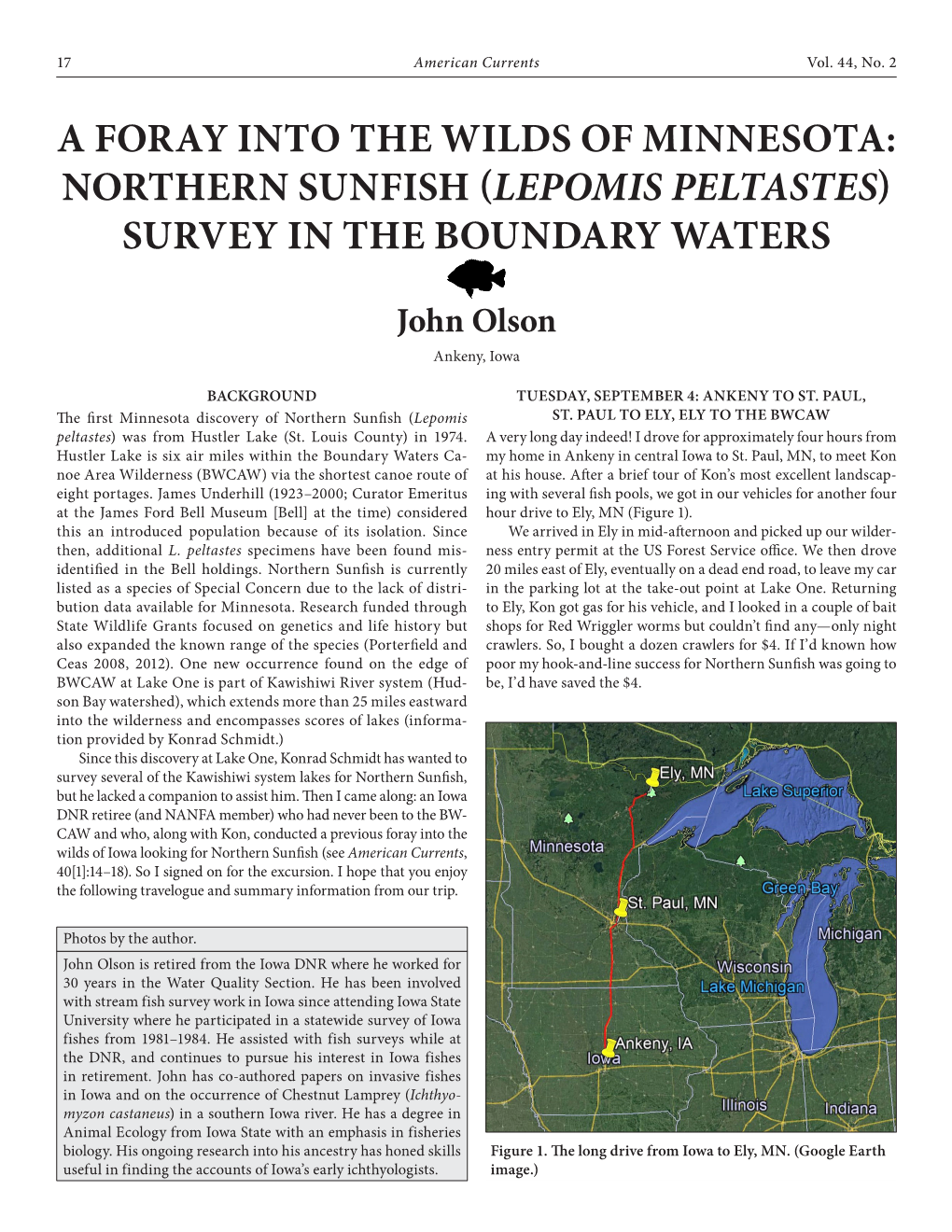 Northern Sunfish (Lepomis Peltastes) Survey in the Boundary Waters