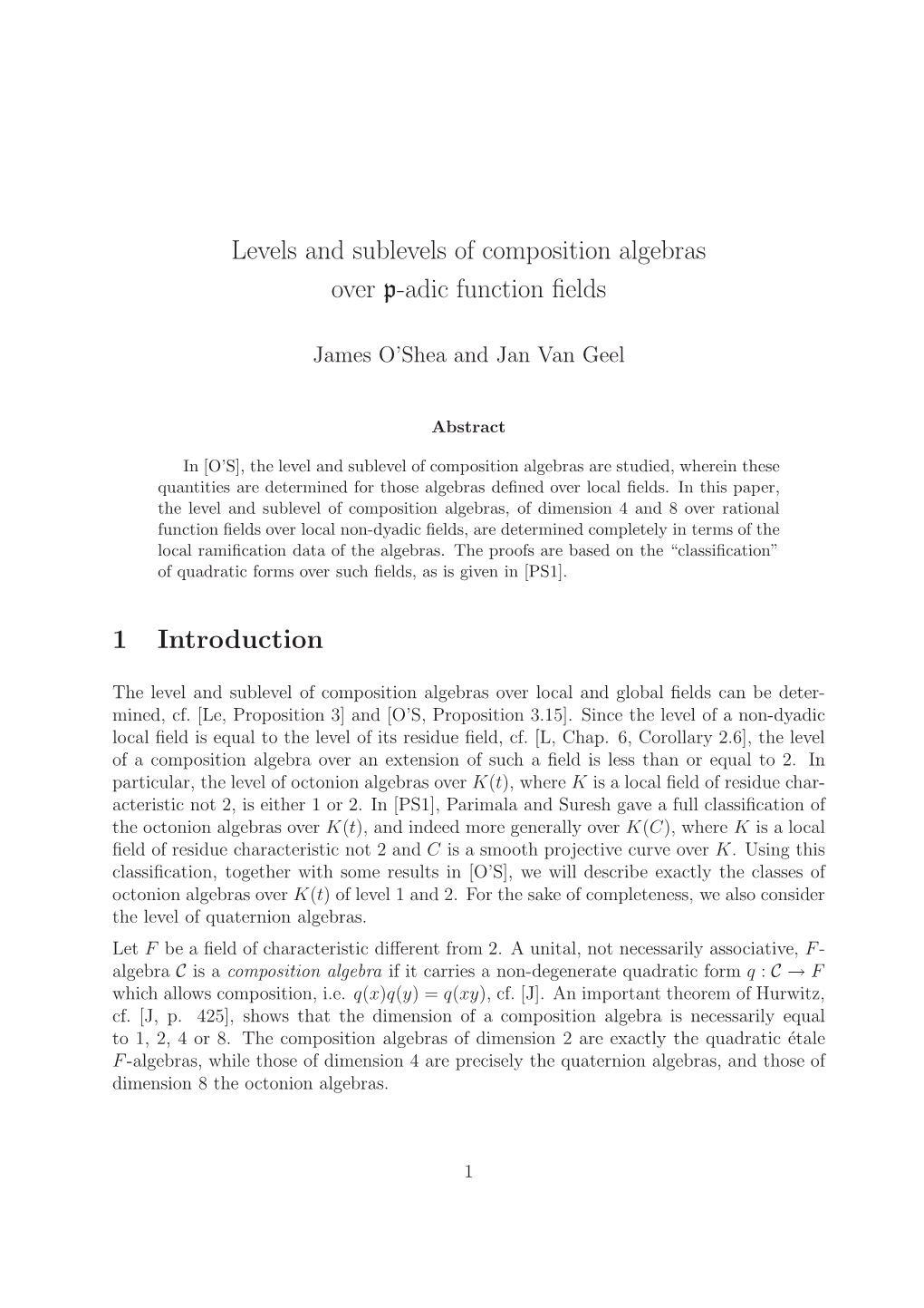 Levels and Sublevels of Composition Algebras Over P-Adic Function Fields