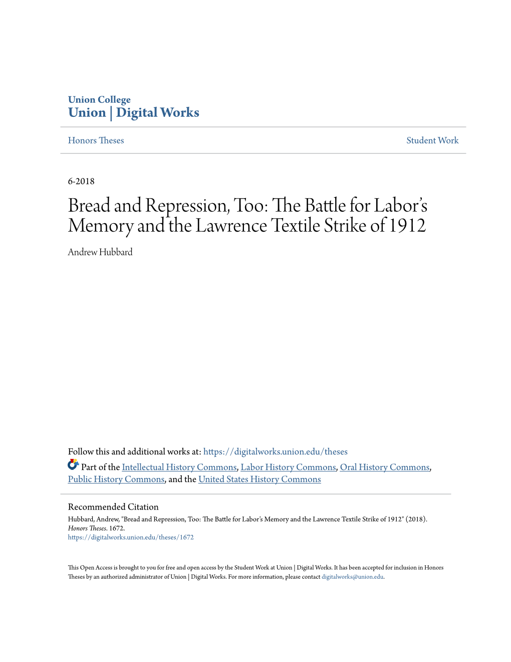 The Battle for Labor's Memory and the Lawrence Textile Strike of 1912