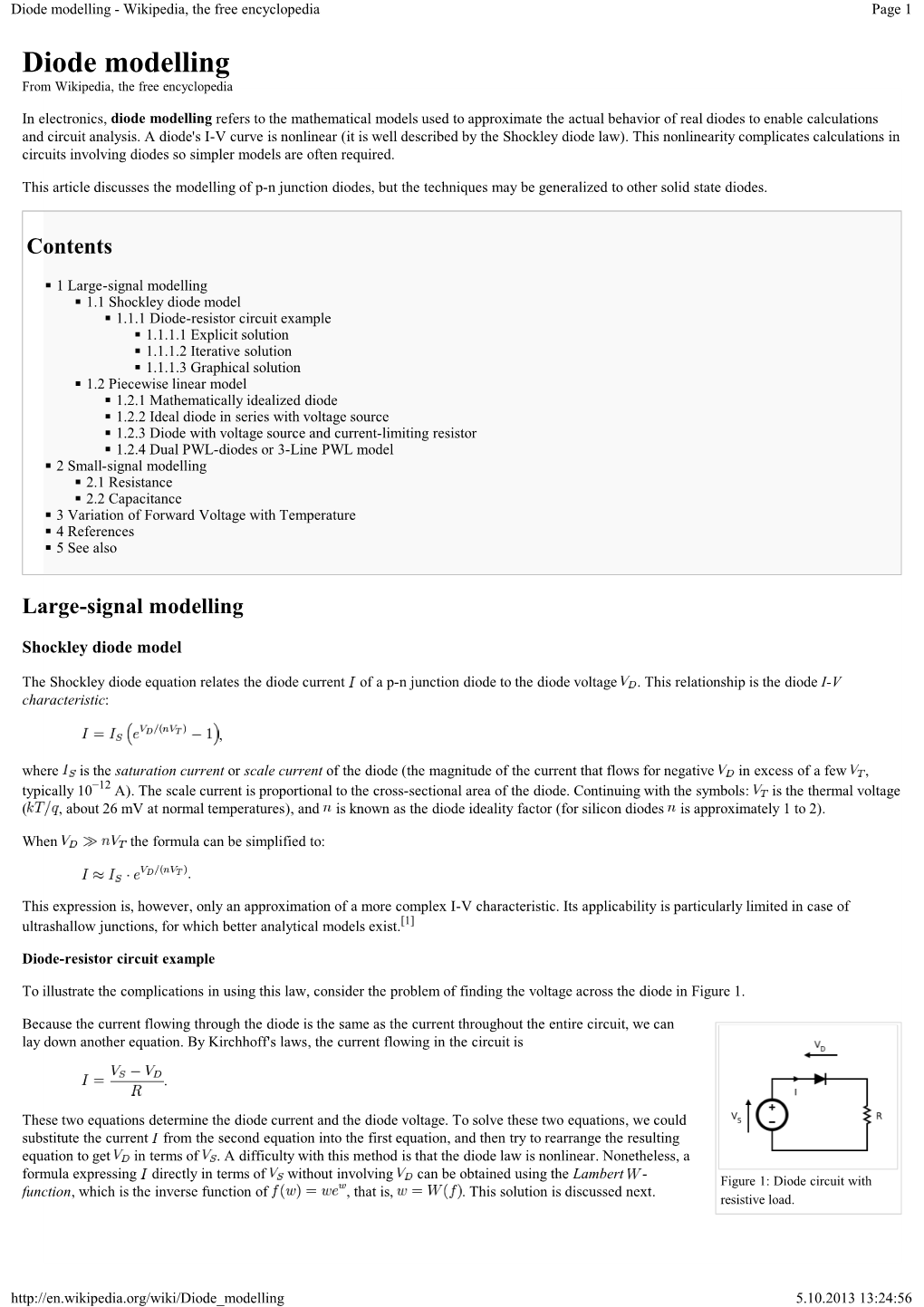 Diode Modelling - Wikipedia, the Free Encyclopedia Page 1