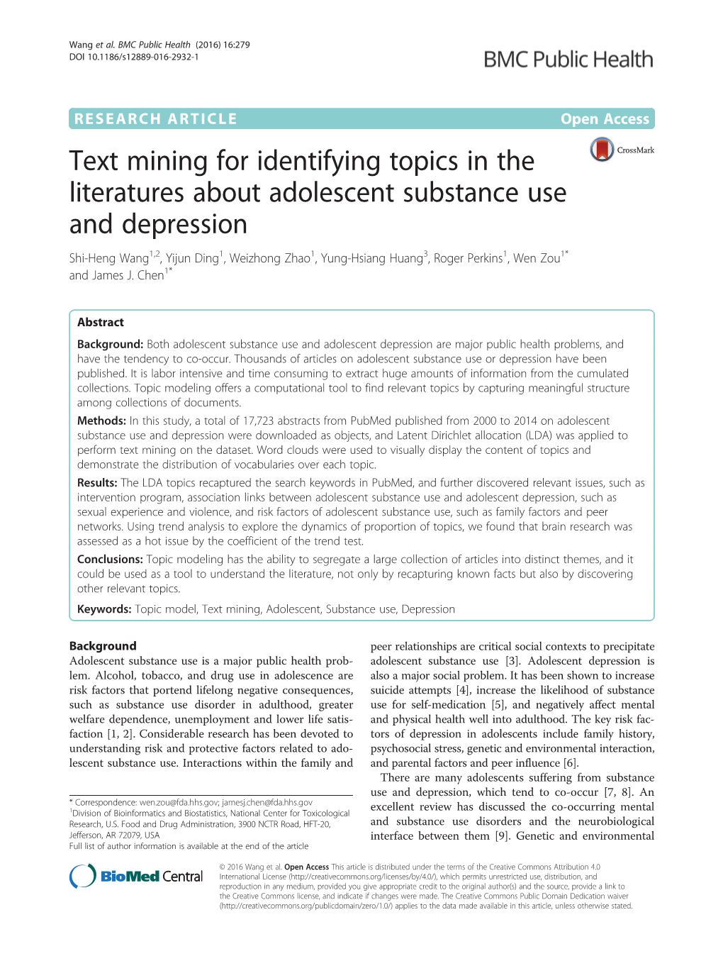 Text Mining for Identifying Topics in the Literatures About Adolescent